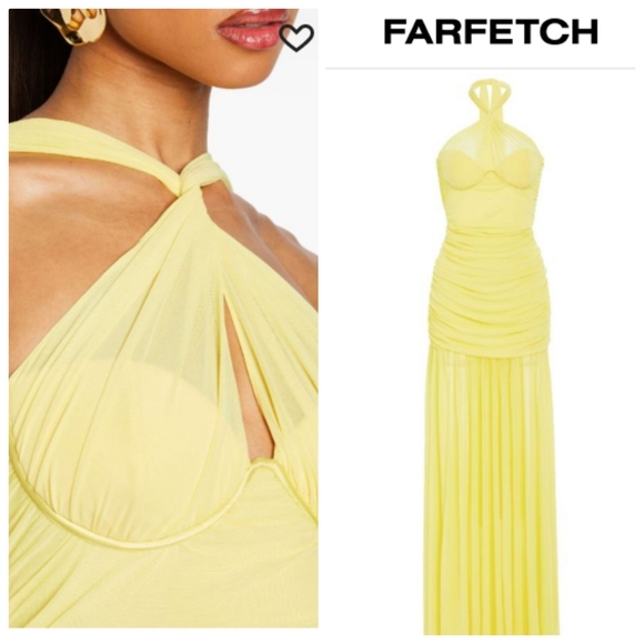 Nwt Retrofete maisie goddess  buttercream sheer layer slit maxi gown S - Picture 2 of 11